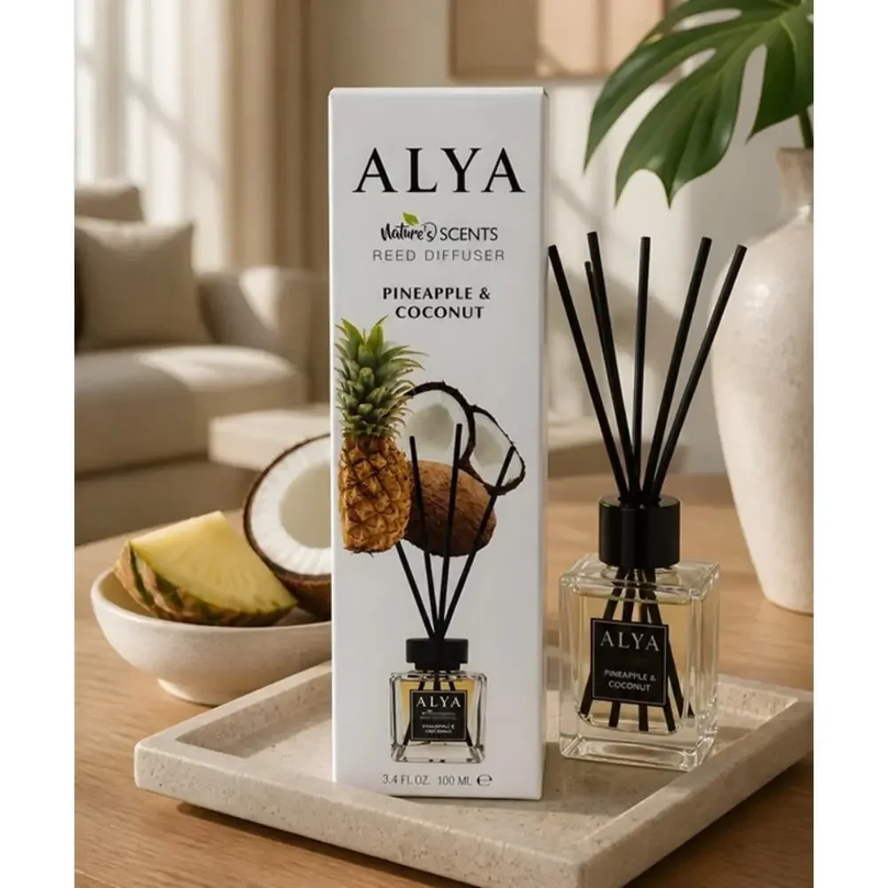 ALYA Nature's Scents Reed,Diffuser, Pineapple & Coconut Fragrance,3.3FL,OZ,100ML